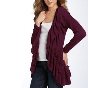 24 Hour Sale Anthropologie | Maroon Hiking Ruffles Cardigan